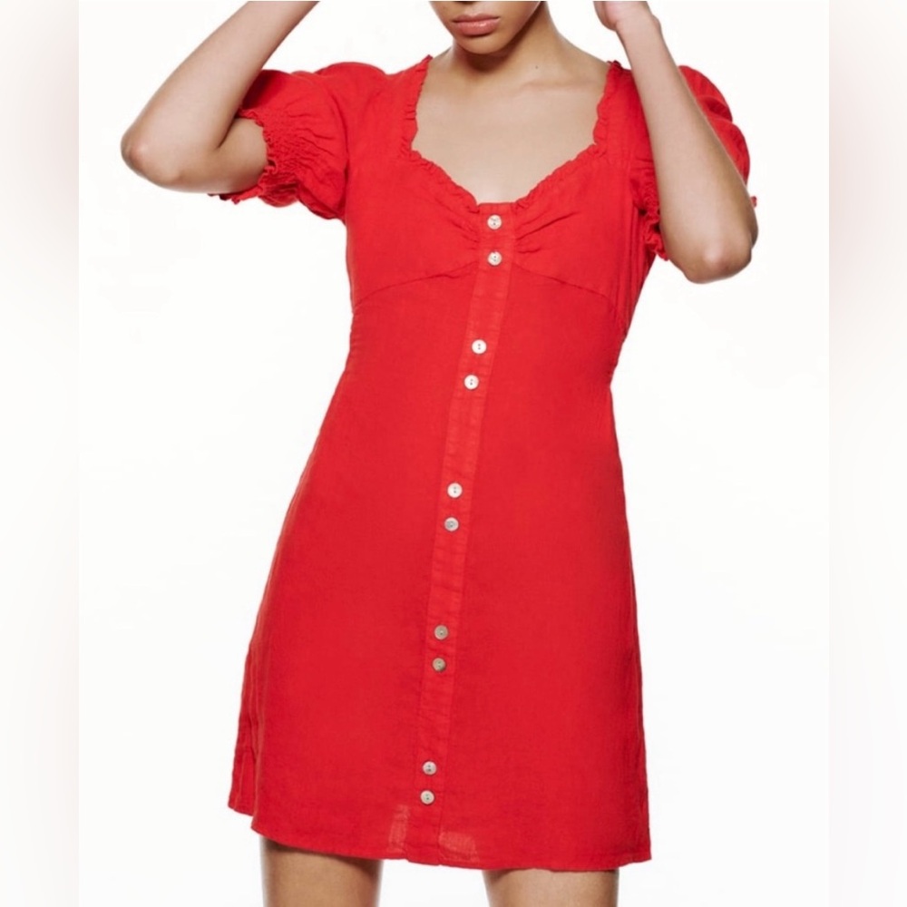 Zara Red Linen Mini Dress